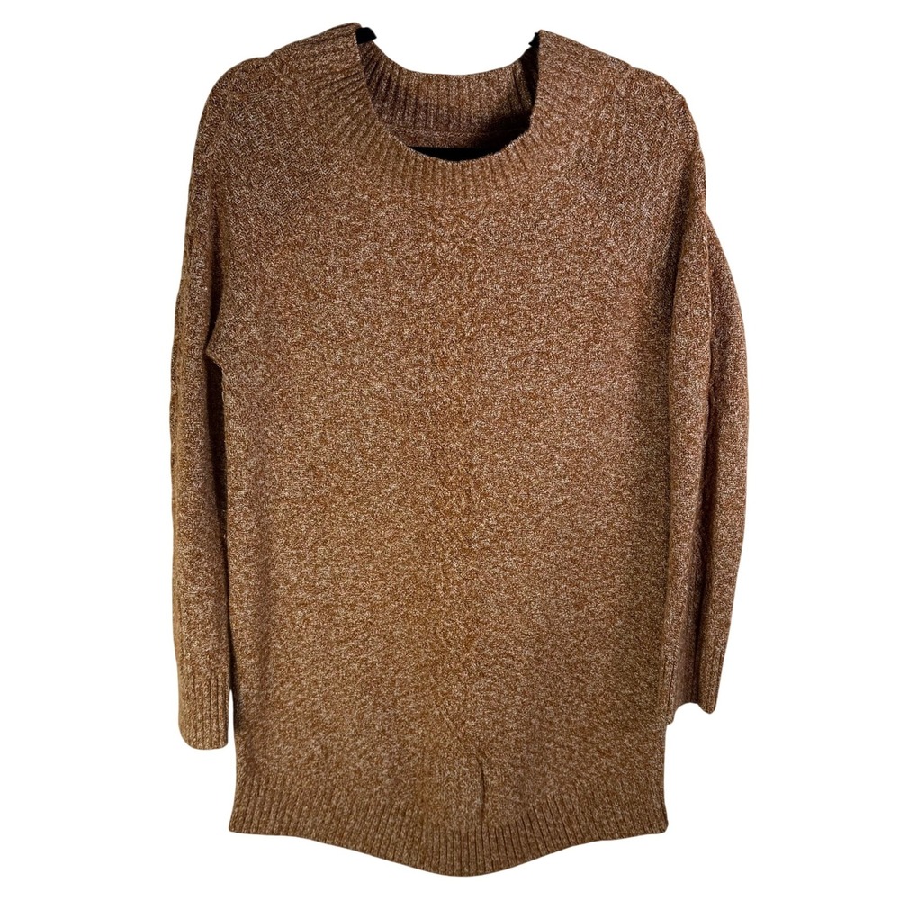 Prana Womens XL Ginger Marl Organic Cotton Cable Back Tunic Sweater Crew Neck